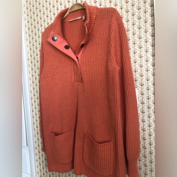 Soft Surroundings Highland Tunic Rib-Knit Coral Sweater | Medium - Picture 4 of 7